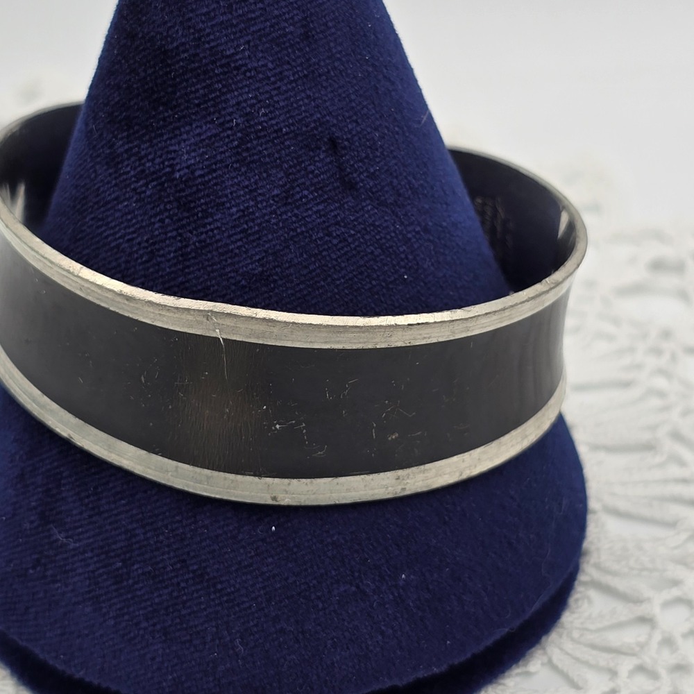 Vintage Jorgen Jensen cuff bangle bracelet pewter Danish wide #858 - Picture 2 of 11